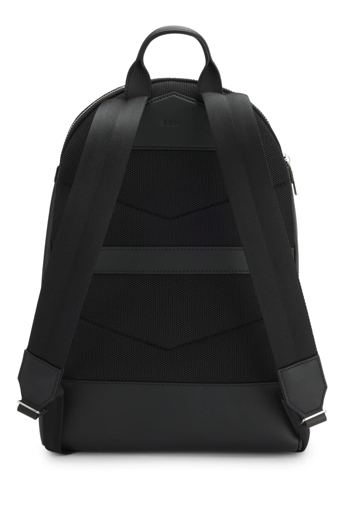Rucksack aus genarbtem italienischem Leder mit geprägtem Logo
