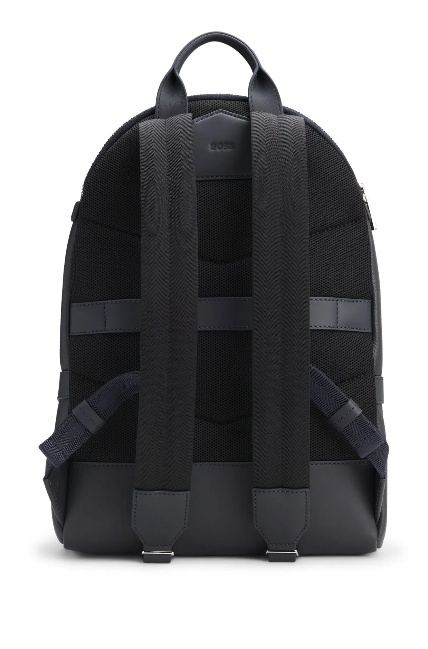 Rucksack aus genarbtem italienischem Leder mit geprägtem Logo