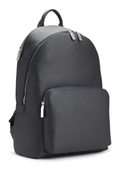 Rucksack aus genarbtem italienischem Leder mit geprägtem Logo