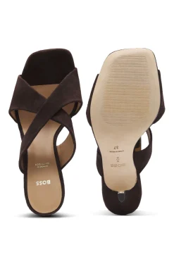 Sandalen aus Veloursleder mit überkreuzten Riemchen