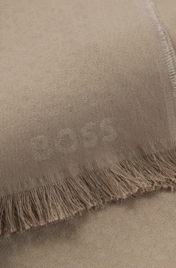 Schal aus Baumwoll-Mix mit Wolle und Monogramm-Muster