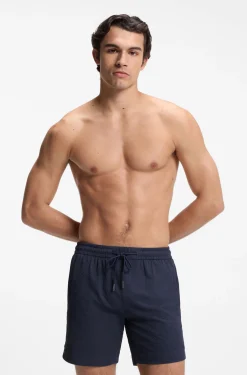 Schnell trocknende Badeshorts aus elastischem Seersucker-Gewebe