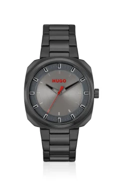Schwarz beschichtete Uhr mit Gliederarmband