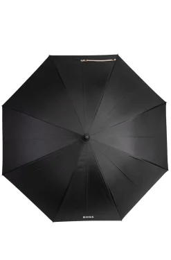 Schwarzer Taschenschirm mit camelfarbener Innenseite