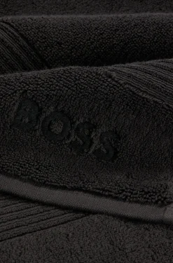 Schwarzes Duschtuch aus Baumwolle mit Logo-Stickerei