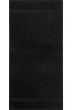Schwarzes Duschtuch aus Baumwolle mit Logo-Stickerei
