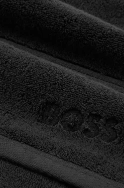 Schwarzes Gästehandtuch aus Baumwolle mit Logo-Stickerei