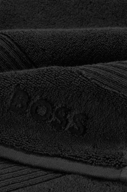 Schwarzes Handtuch aus Baumwolle mit Logo-Stickerei