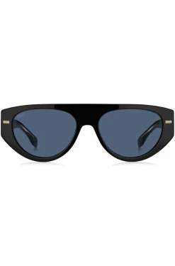 Schwarze Sonnenbrille aus Bio-Acetat mit gemusterten Nieten