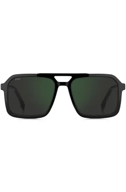 Schwarze Sonnenbrille mit Logo-Details