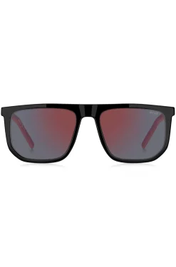 Schwarze Sonnenbrille mit zweifarbigen Bügeln