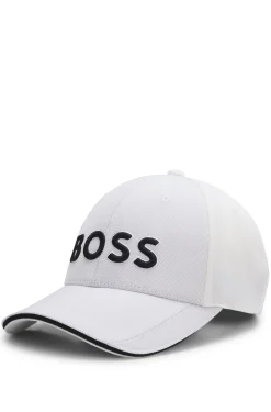 Sechs-Bahnen-Cap aus Piqué mit Logo-Stickerei