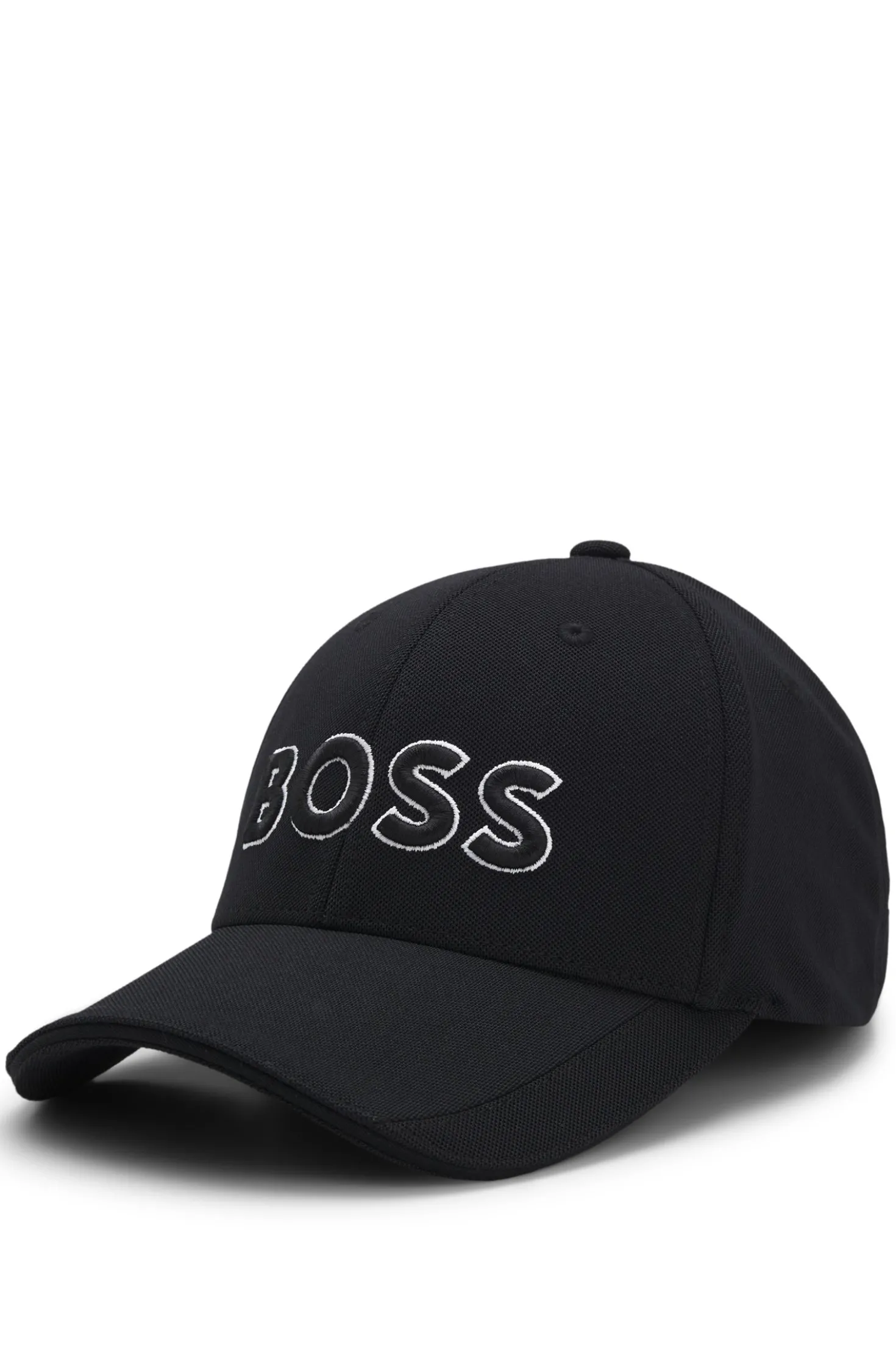 Sechs-Bahnen-Cap aus Piqué mit Logo-Stickerei
