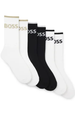 Sechserpack kurze Socken aus geripptem Baumwoll-Mix