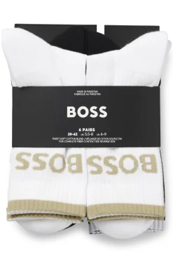 Sechserpack kurze Socken aus geripptem Baumwoll-Mix