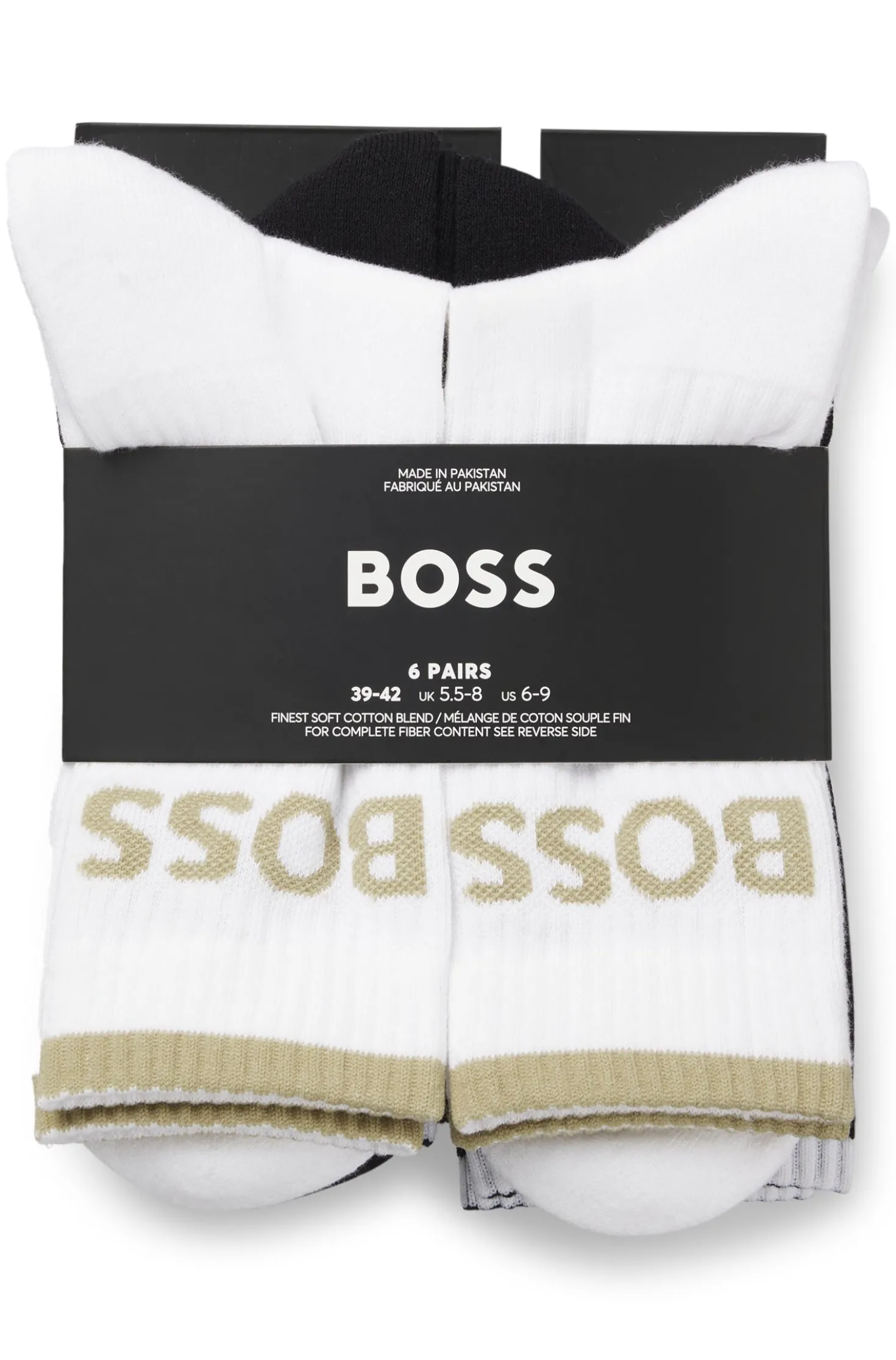 Sechserpack kurze Socken aus geripptem Baumwoll-Mix