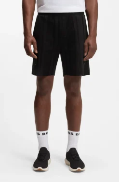 Shorts aus Baumwoll-Jersey mit matten und glänzenden Streifen