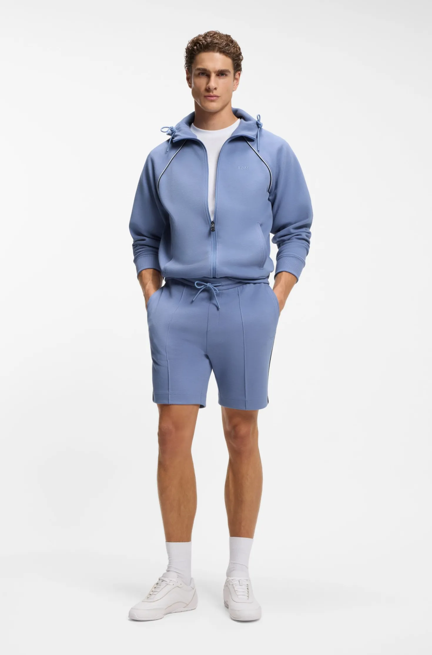 Shorts aus Baumwoll-Mix mit Paspeln