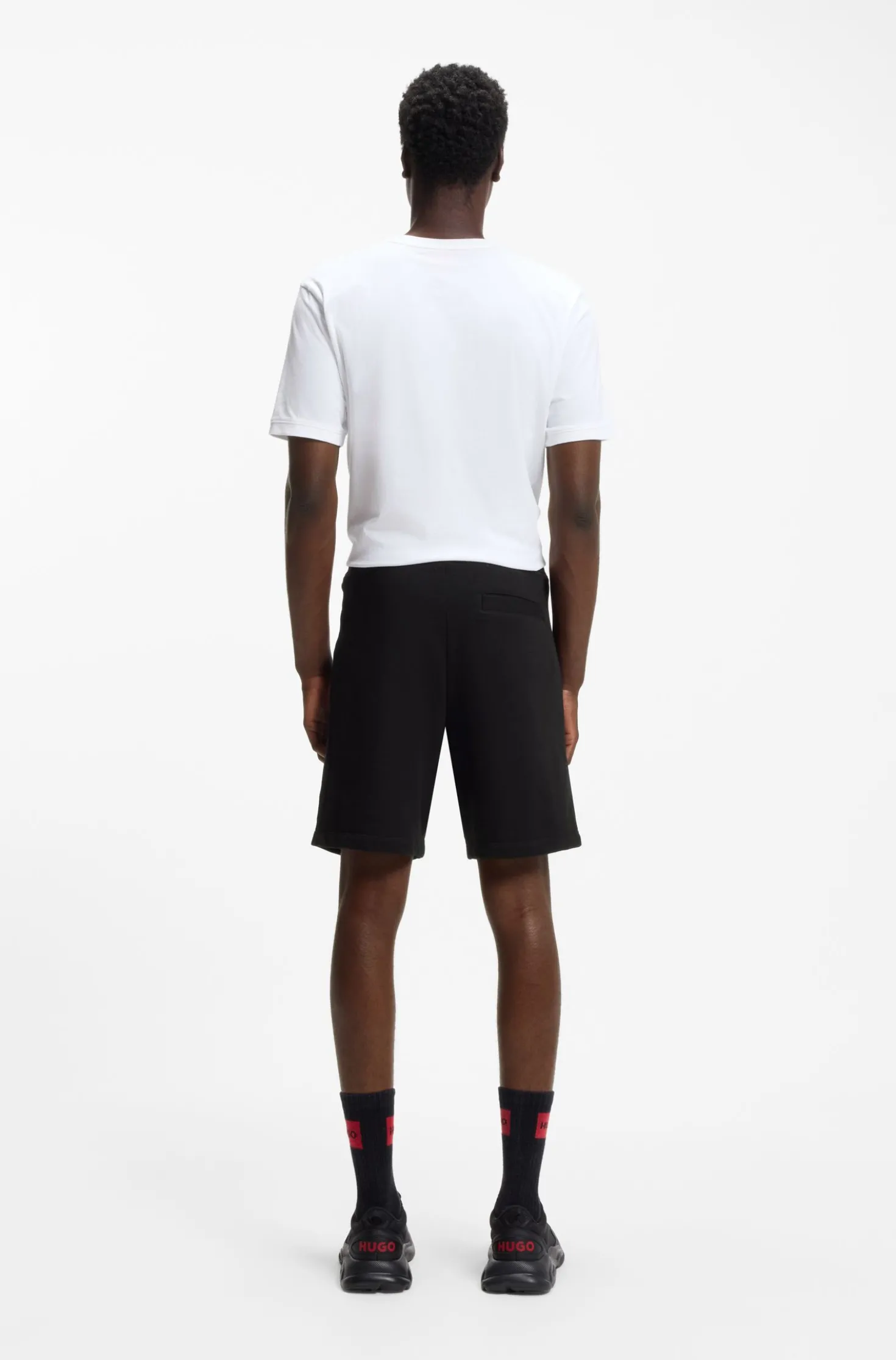 Shorts aus Baumwoll-Terry mit rotem Logo-Label