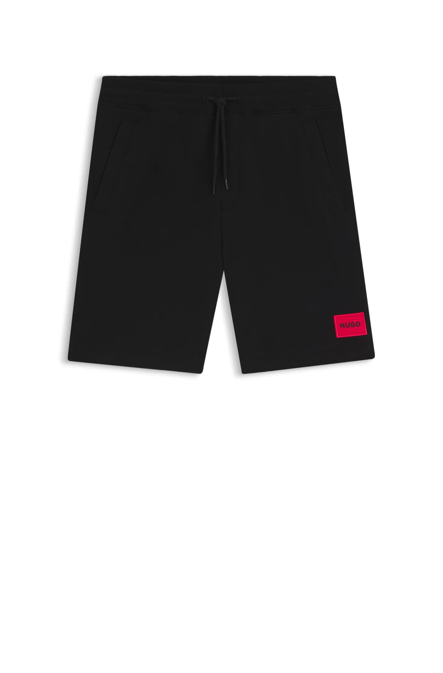 Shorts aus Baumwoll-Terry mit rotem Logo-Label