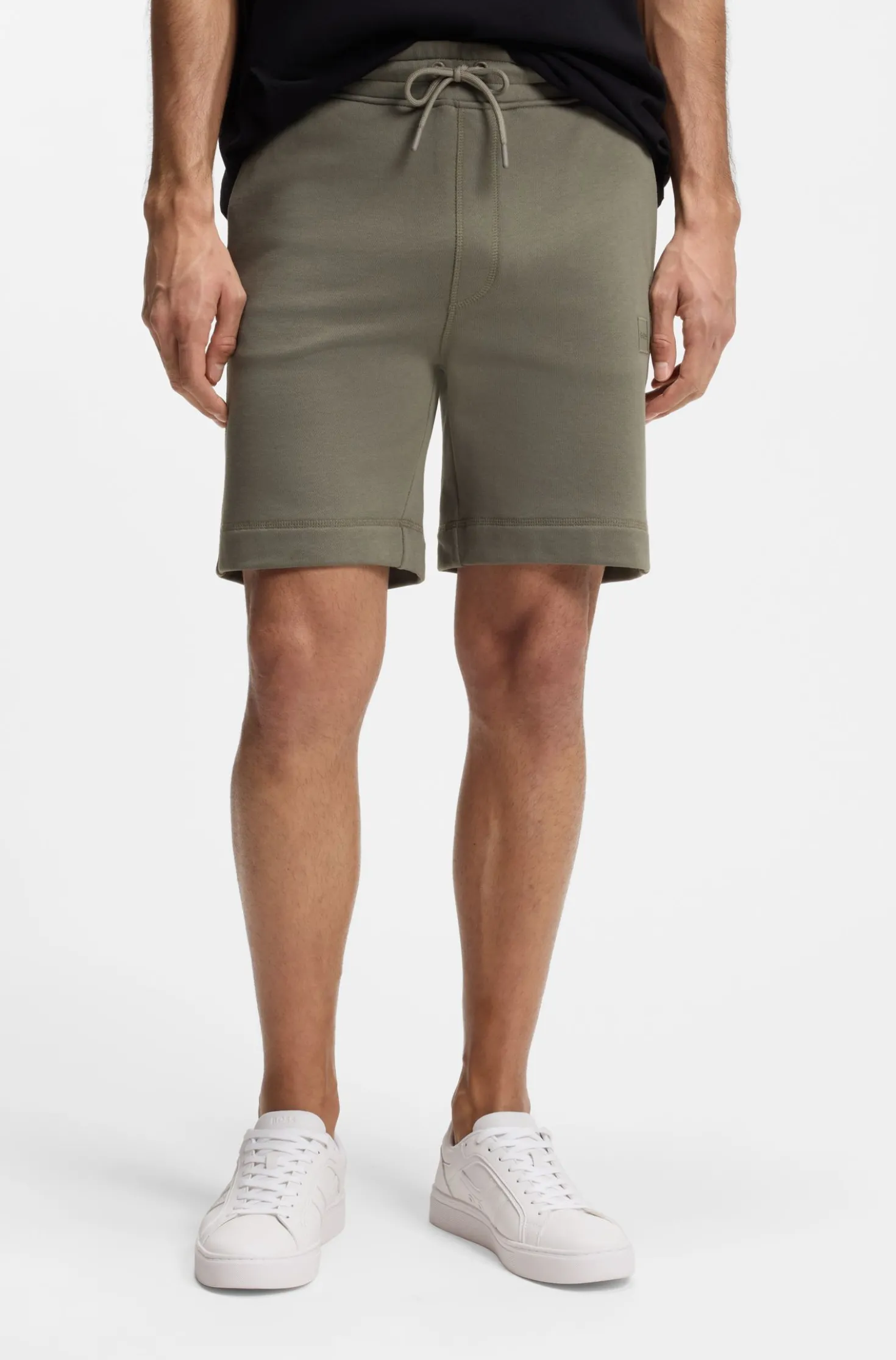 Shorts aus Baumwoll-Terry mit Logo-Patch