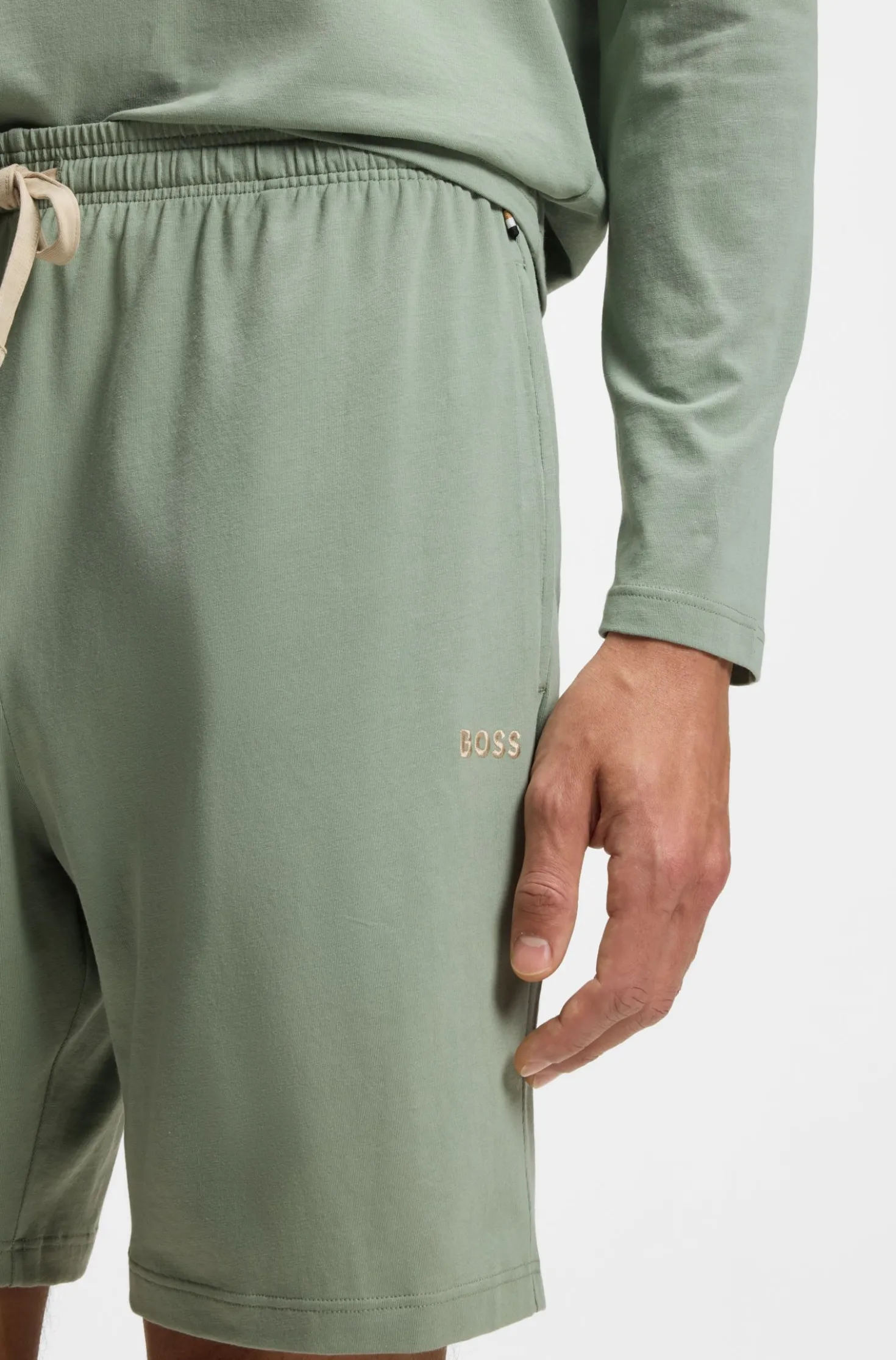 Shorts aus Stretch-Baumwolle mit Logo-Stickerei