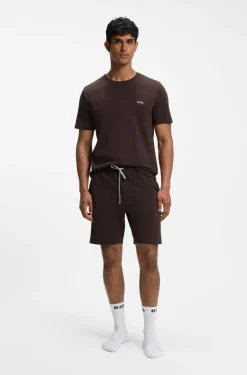Shorts aus Stretch-Baumwolle mit Logo-Stickerei