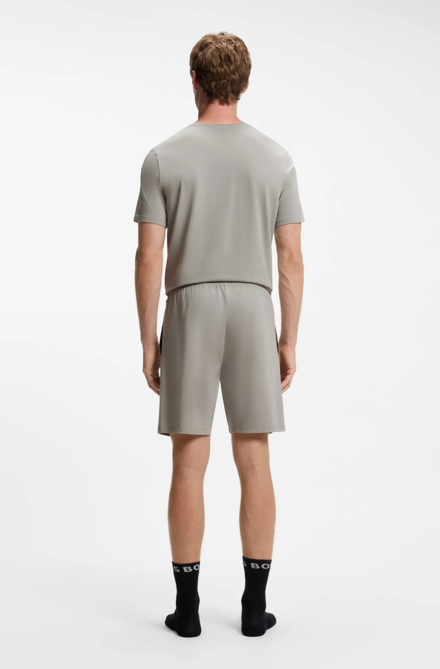 Shorts aus Stretch-Baumwolle mit Logo-Stickerei