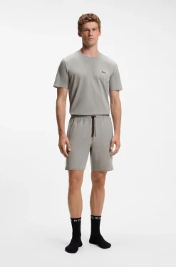 Shorts aus Stretch-Baumwolle mit Logo-Stickerei