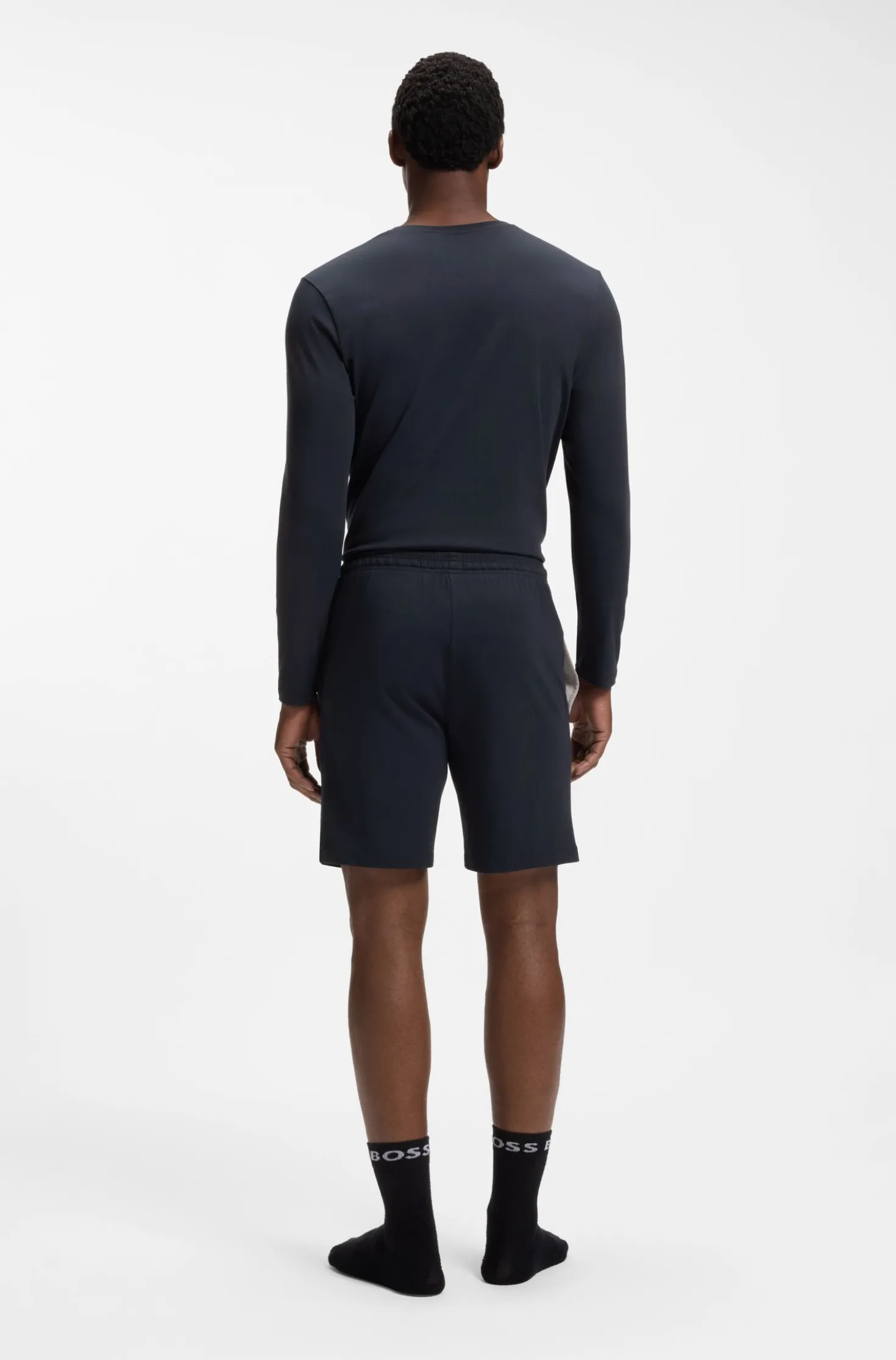 Shorts aus Stretch-Baumwolle mit Logo-Stickerei