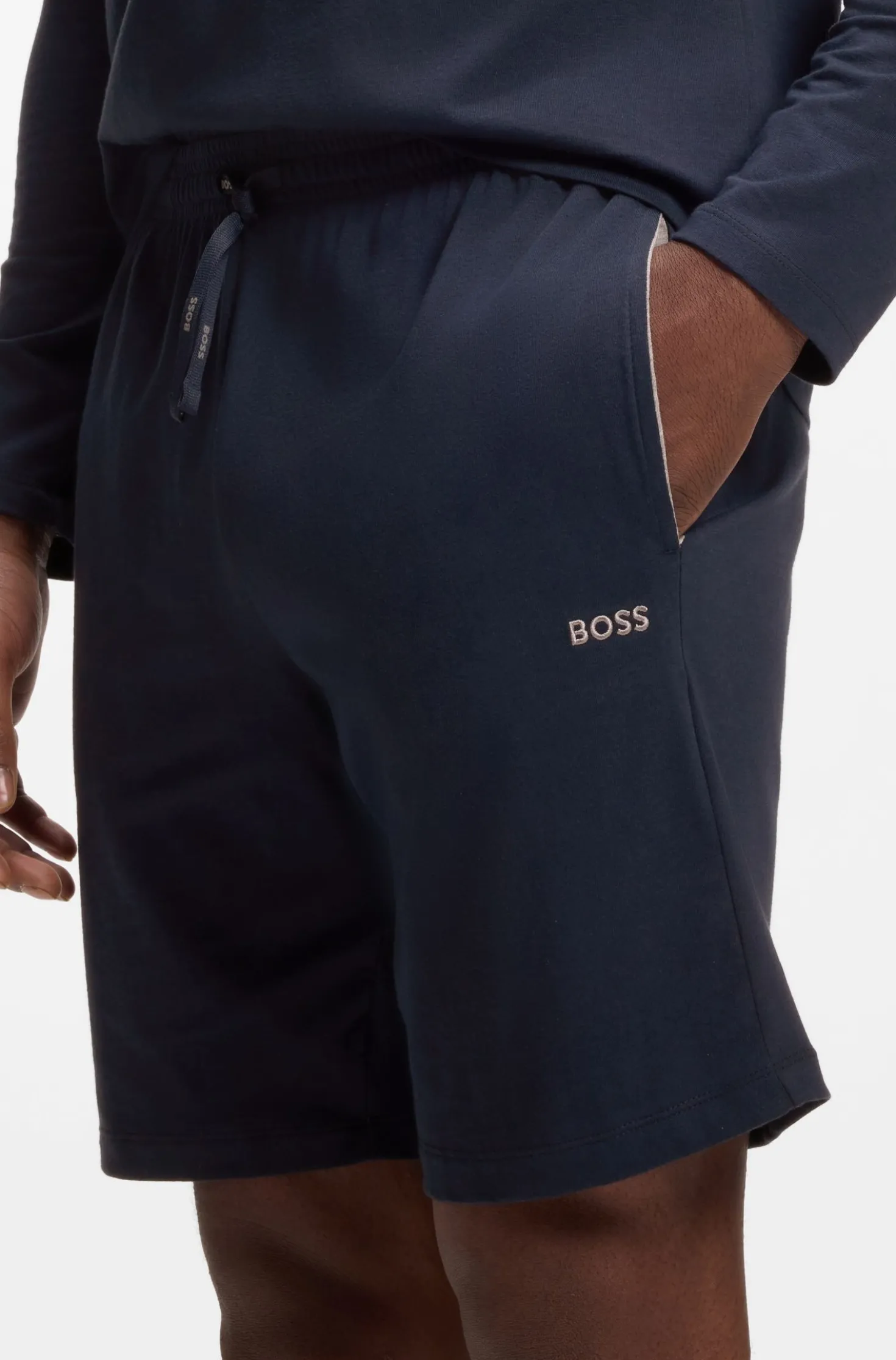 Shorts aus Stretch-Baumwolle mit Logo-Stickerei