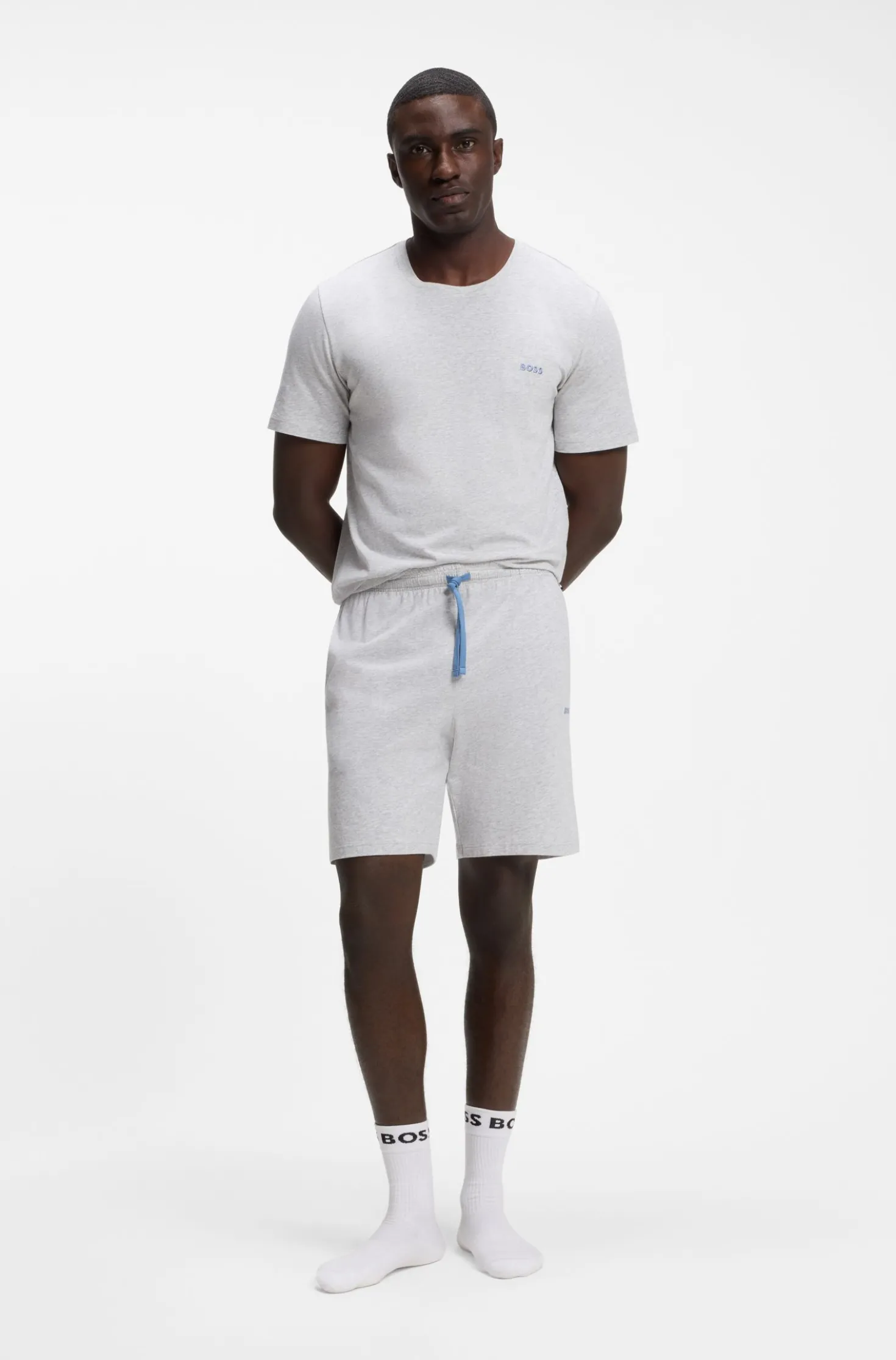 Shorts aus Stretch-Baumwolle mit Logo-Stickerei