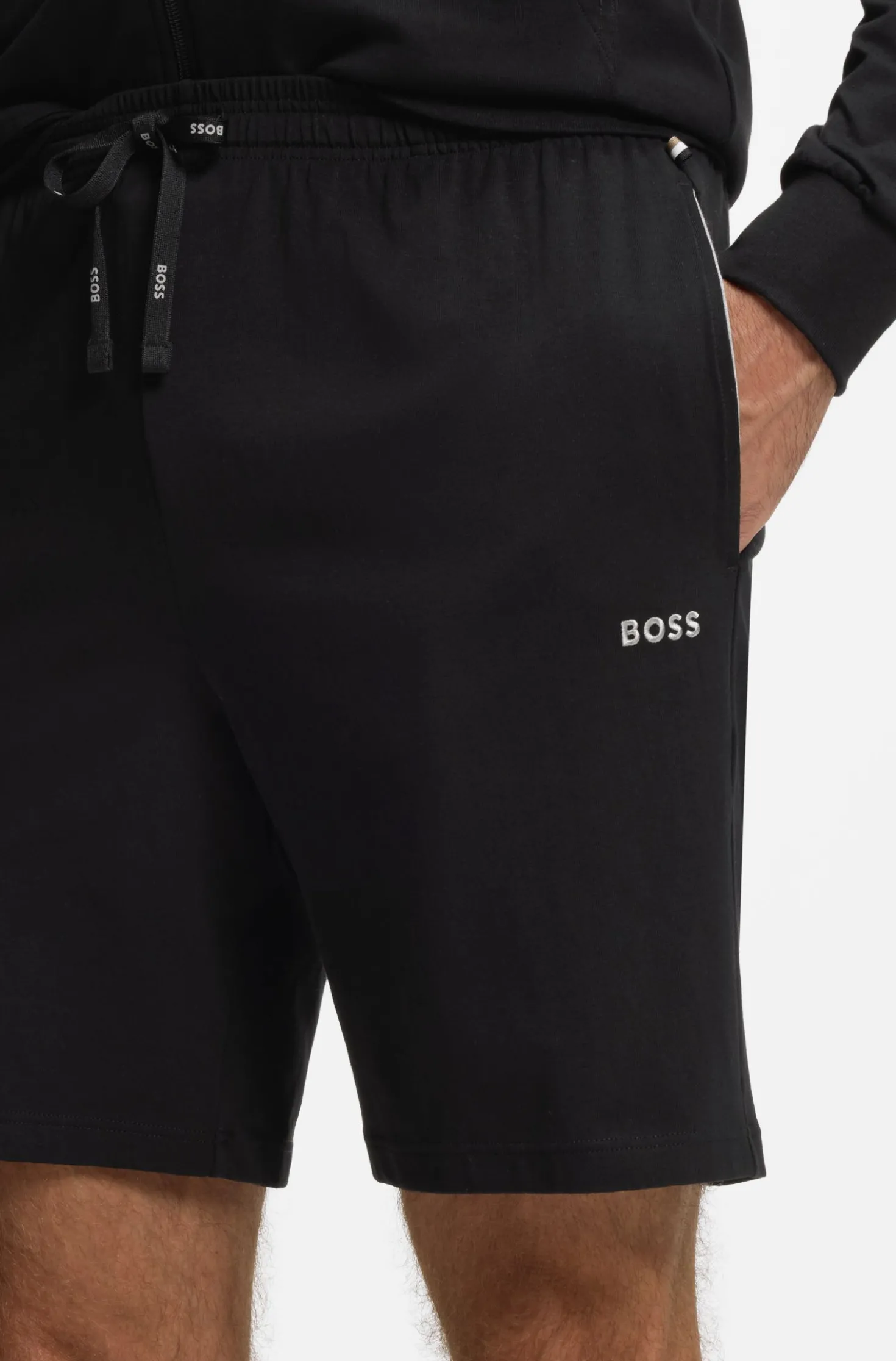 Shorts aus Stretch-Baumwolle mit Logo-Stickerei