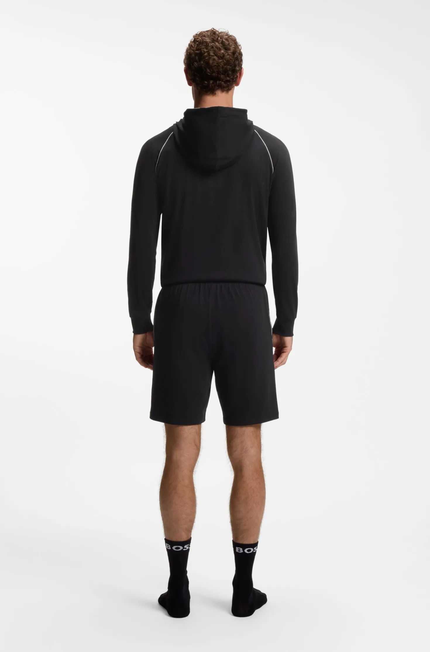 Shorts aus Stretch-Baumwolle mit Logo-Stickerei