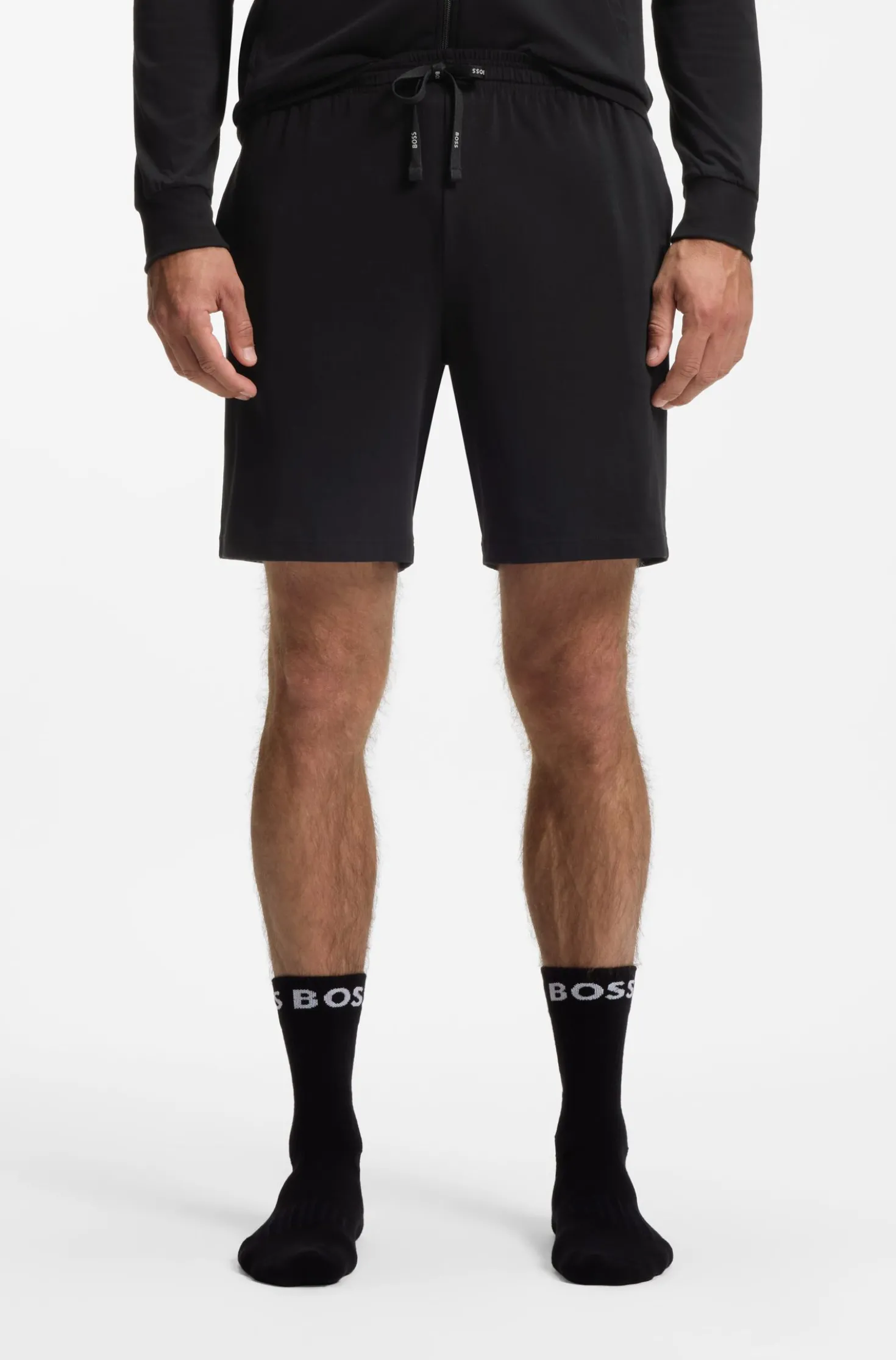Shorts aus Stretch-Baumwolle mit Logo-Stickerei