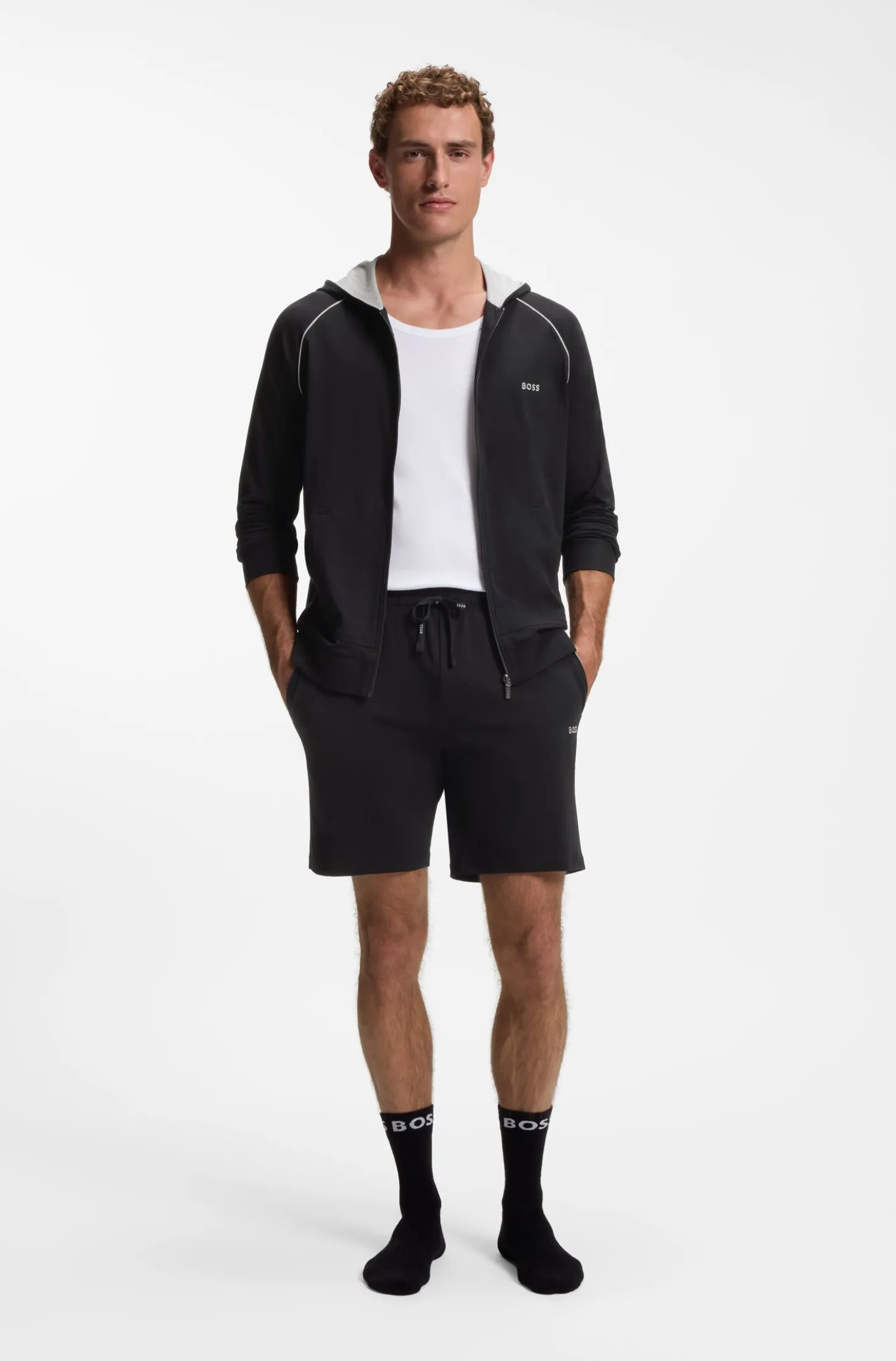 Shorts aus Stretch-Baumwolle mit Logo-Stickerei