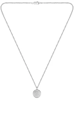 Silberfarbene Halskette mit Double-B-Monogramm-Medaillon