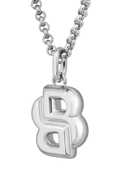 Silberfarbene Halskette mit Double-B-Monogramm als Anhänger
