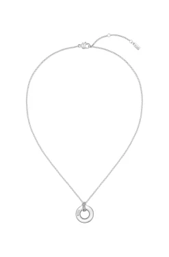 Silberfarbene Halskette mit Logo-Ring