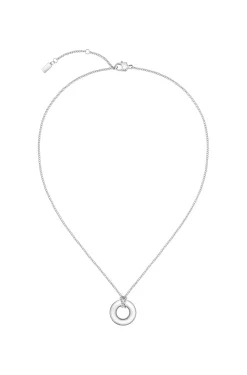 Silberfarbene Halskette mit Logo-Ring