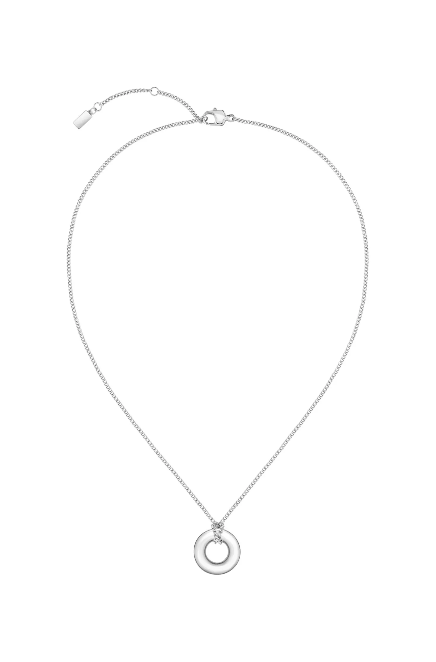 Silberfarbene Halskette mit Logo-Ring