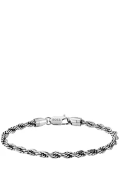 Silberfarbenes Armband mit Kette in Kordeloptik