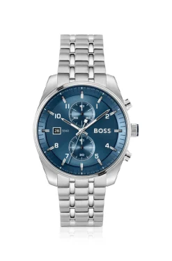 SKYTRAVELLER Chronograph mit blauem Zifferblatt und Edelstahlarmband