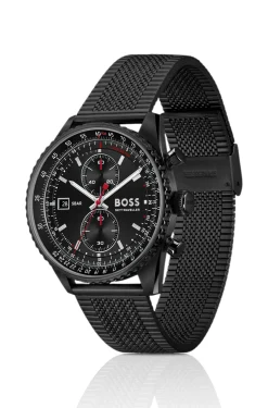Skytraveller Pro schwarz beschichtete Uhr mit Saphirkristall