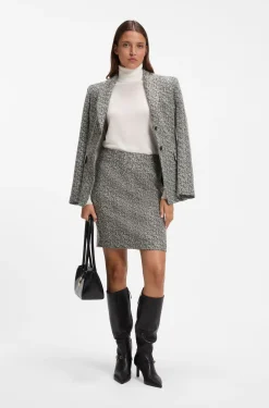 Slim-Fit Bleistiftrock mit Fischgrätmuster