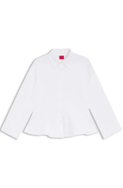 Slim-Fit Bluse aus Baumwolle mit Schößchensaum