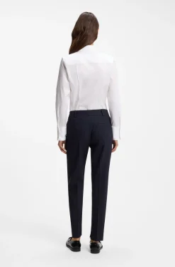 Slim-Fit Bluse aus bügelleichtem Baumwoll-Mix mit Twill-Struktur