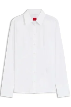 Slim-Fit Bluse aus bügelleichtem Baumwoll-Mix mit Twill-Struktur