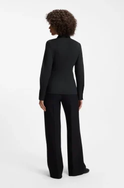 Slim-Fit Bluse aus bügelleichtem Baumwoll-Mix mit Twill-Struktur