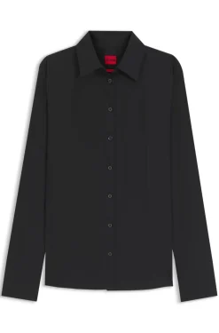 Slim-Fit Bluse aus bügelleichtem Baumwoll-Mix mit Twill-Struktur